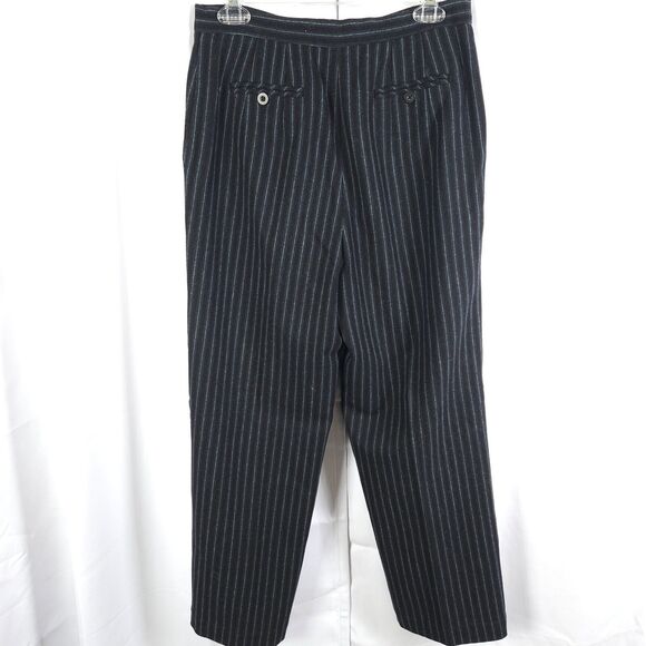 Talbots Womens 8 29x28 Black Striped Wool Silk Blend Career Work Dress Pants USA - Picture 2 of 6